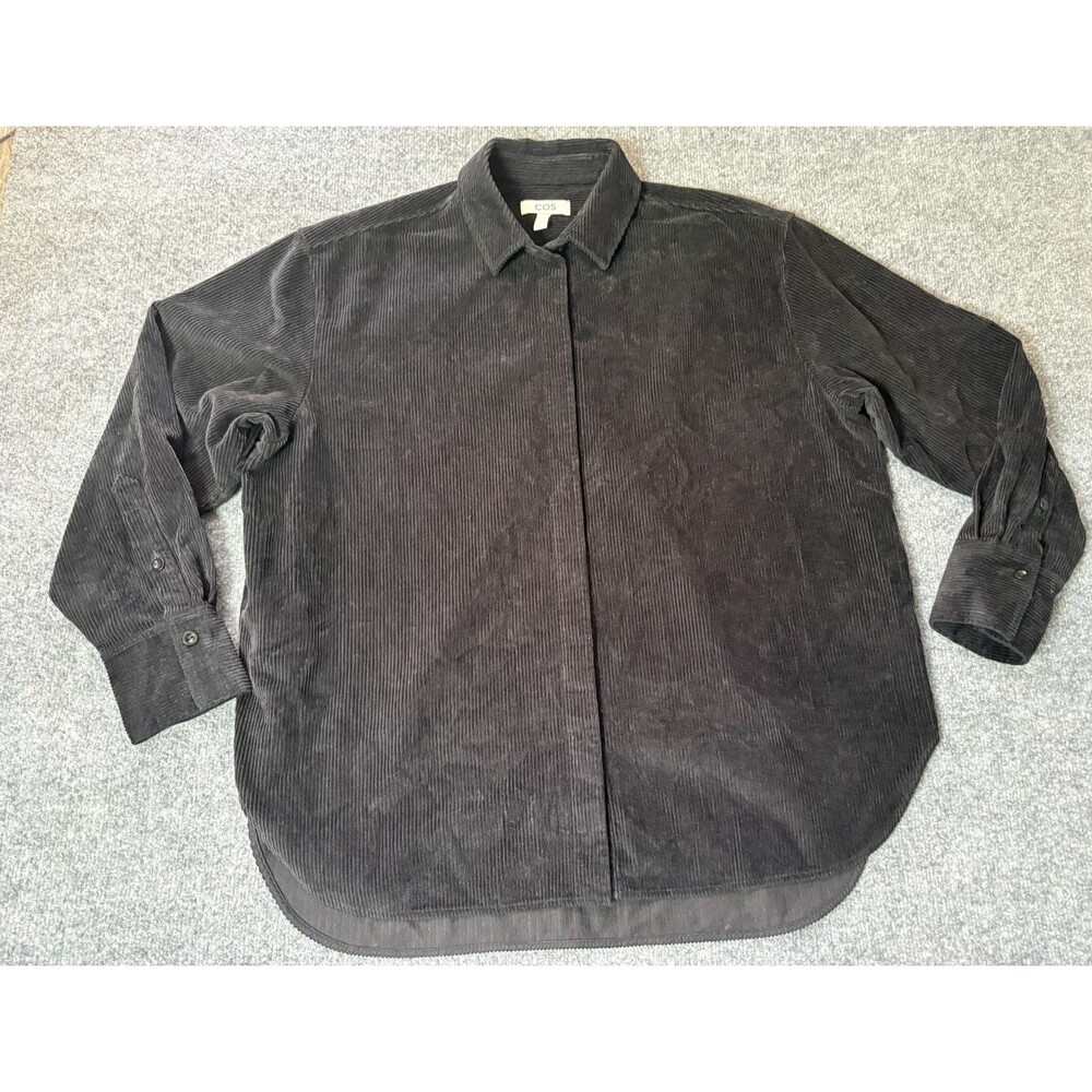 COS Corduroy Shirt Jacket Shacket Womens Size 10 Black Button Up Long Sleeve